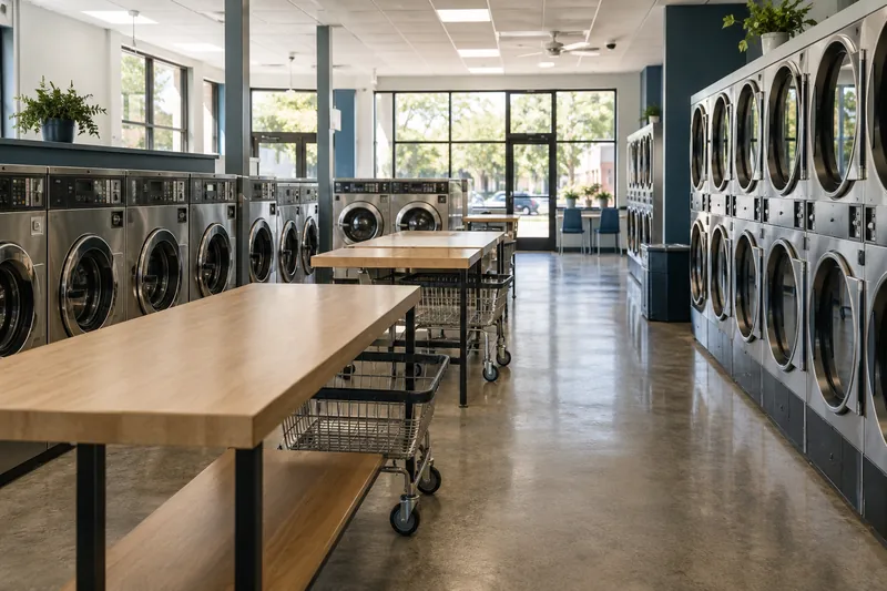 Illustrative laundry interior; not a business or location in Mundelein