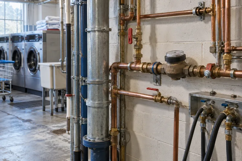 Illustrative laundry scene for Solar and Efficiency Upgrades for Illinois Laundromats